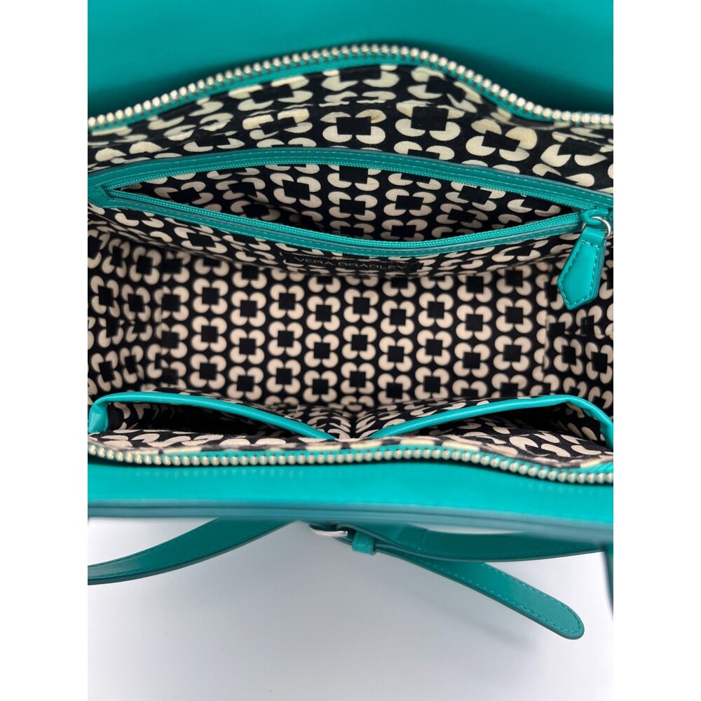 Vera Bradley Teal Convertible Satchel Purse, Faux Leather - Picture 7 of 16